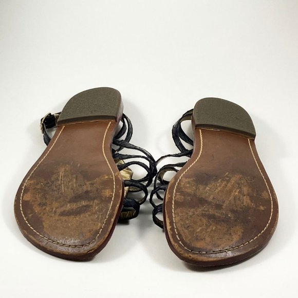 Sam Edelman Gilda Snake Embossed Black Sandals - Picture 5 of 5